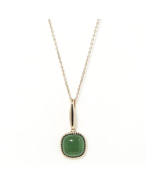Collier Phybie Agate verte en laiton doré