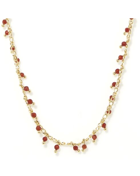 Collier Linn Agate rouge en laiton doré