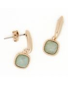 Boucles d'oreilles Phybie Amazonite en laiton doré