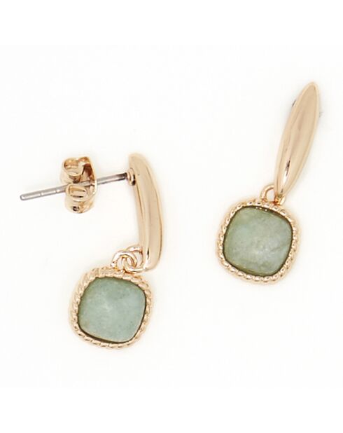 Boucles d'oreilles Phybie Amazonite en laiton doré