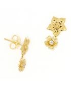 Boucles d'oreilles Quincy Pierre de Lune blanche en laiton doré
