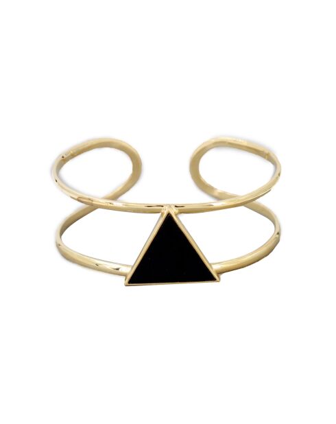 Manchette Tara Onyx noire en laiton doré