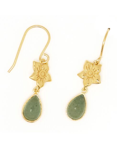 Boucles d'oreilles Louisa Aventurine en laiton doré
