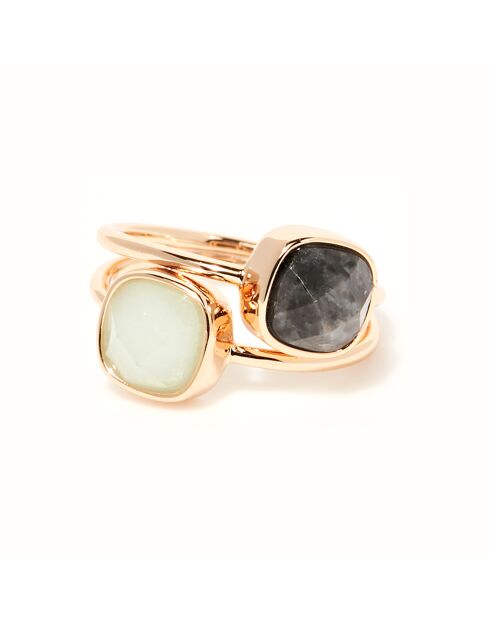 Bague Naelia Amazonite & Labradorite en laiton doré