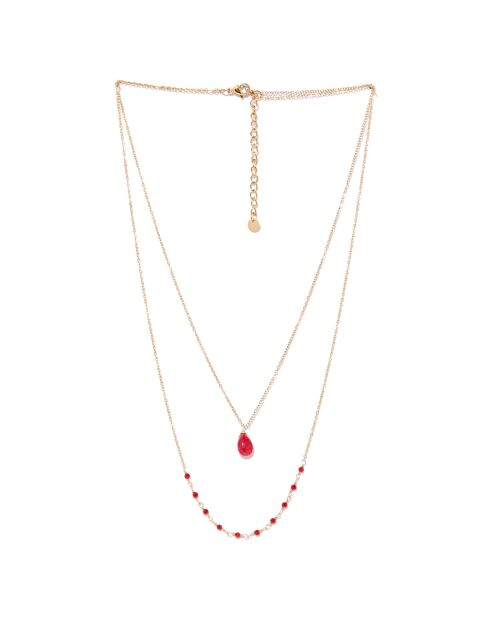 Collier Paola Jade rouge en laiton doré