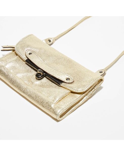 Portefeuille bandoulière en Cuir d'Agneau Bubble Simone doré - 24x15x3 cm