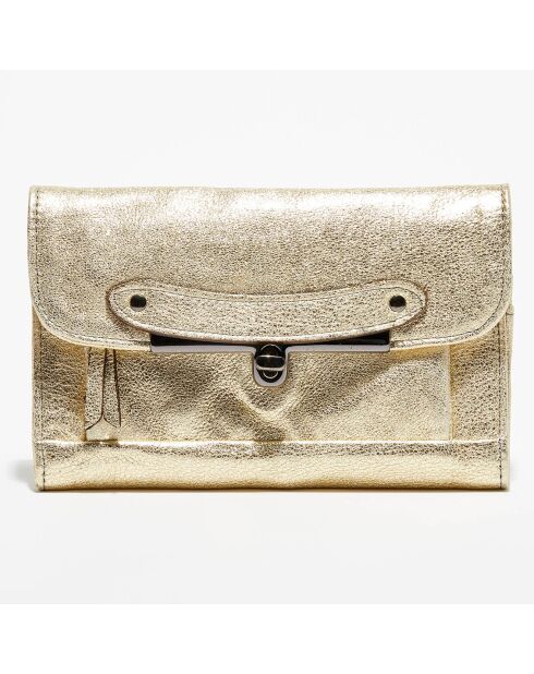 Portefeuille bandoulière en Cuir d'Agneau Bubble Simone doré - 24x15x3 cm