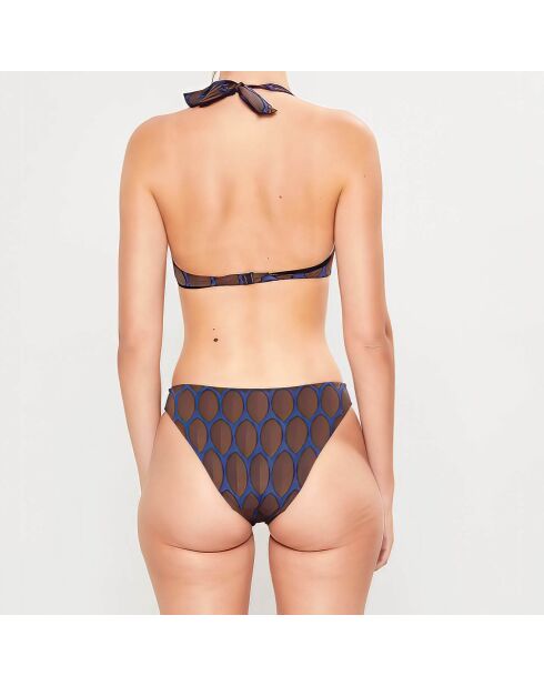 Maillot de Bain 2 pièces triangles foulard Cappa marron/marine