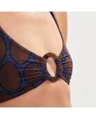 Maillot de Bain 2 pièces triangles foulard Cappa marron/marine
