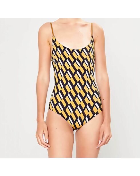 Maillot de bain 1 pièce Clave noir/jaune
