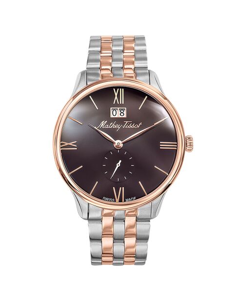 Montre Homme Quartz en Acier Edmond Metal argenté/doré rose