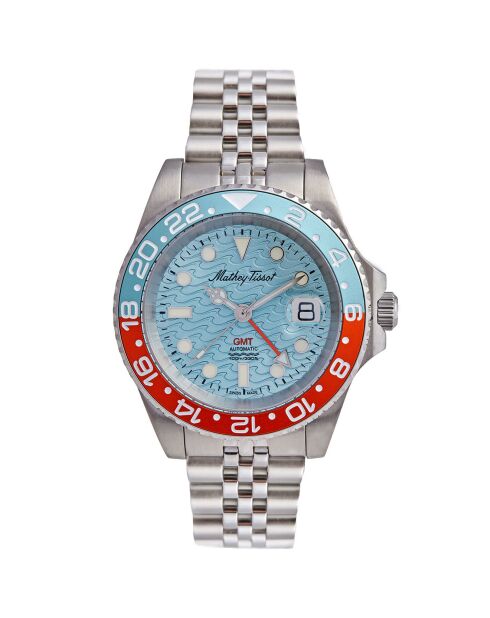 Montre Homme Automatique en Acier GMT Automatic argentée