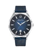 Orologio in pelle al quarzo misto blu urbano