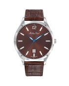 Urban Brown Quartz gemengd horloge van leer