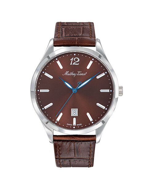 Urban Brown Quartz gemengd horloge van leer