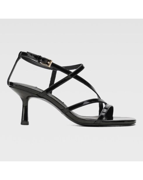 Sandalias de piel negra Celia - Tacón 7 cm