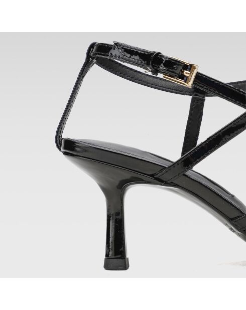 Sandalias de piel negra Celia - Tacón 7 cm