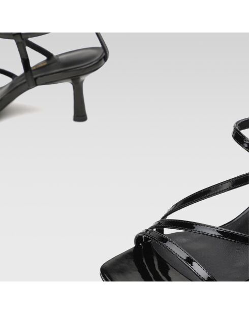 Sandalias de piel negra Celia - Tacón 7 cm