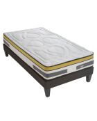 Ensemble Matelas mémoire de forme + Sommier kit Aubertin anthracite/jaune/blanc - 90x190 cm