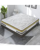 Ensemble Matelas mémoire de forme + Sommier kit Aubertin anthracite/jaune/blanc - 140x190 cm
