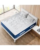 Matelas à ressorts & Mémoire de forme Dolce Vita bleu/blanc - 200x200 cm