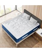 Set springmatras + boxspringset Dolce Vita blauw/wit/hout - 90x190 cm