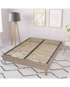 Set springmatras + boxspringset Dolce Vita blauw/wit/hout - 180x200 cm