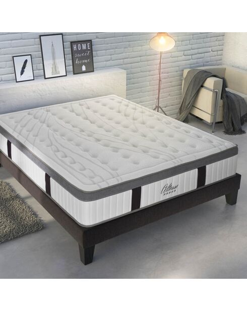 Matelas Altesse Mémoire de Forme + Mousse HD blanc/gris - 200x200 cm