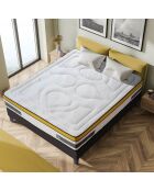 Ensemble Matelas mémoire de forme + Sommier kit Aubertin anthracite/jaune/blanc - 140x190 cm