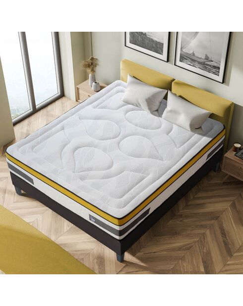 Matelas à ressorts & mémoire de forme Aubertin jaune/blanc - 140x190 cm