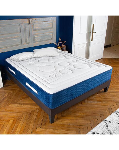 Matelas à ressorts & Mémoire de forme Dolce Vita bleu/blanc - 200x200 cm