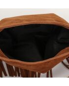 Sac épaule en Velours de Cuir Lucy Franges camel - 32x30x2 cm
