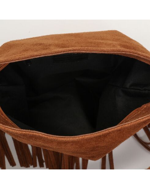 Sac épaule en Velours de Cuir Lucy Franges camel - 32x30x2 cm