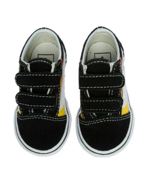 Baskets en Velours de Cuir & Toile Old Skool noir/orange