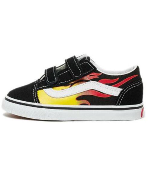 Baskets en Velours de Cuir & Toile Old Skool noir/orange
