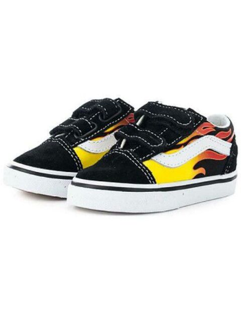 Baskets en Velours de Cuir & Toile Old Skool noir/orange