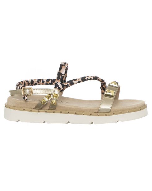 Sandales Lamia beige/léopard/doré