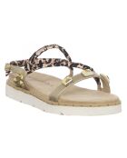 Sandales Lamia beige/léopard/doré