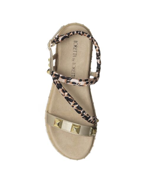 Sandales Lamia beige/léopard/doré