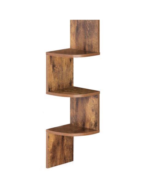 Etagère murale d'angle Isa bois vieilli - 20x20x120 cm