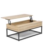 Table basse relevable Memphis bois/noir - 110x55x44.5 cm