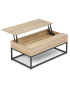 Table basse relevable Memphis bois/noir - 110x55x44.5 cm