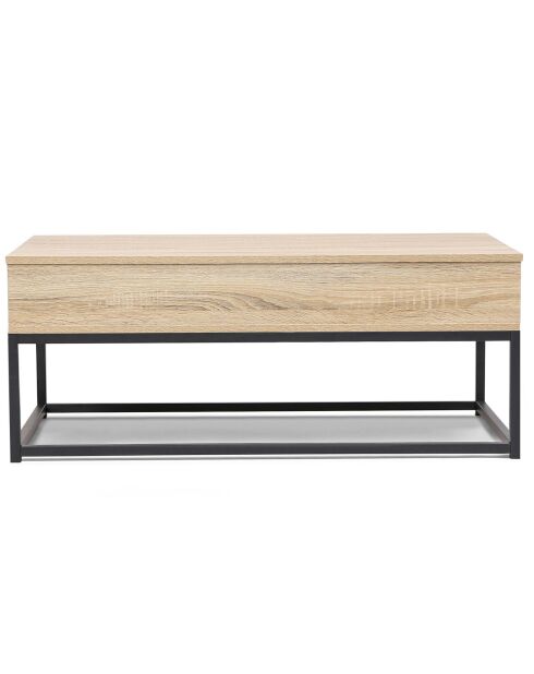 Table basse relevable Memphis bois/noir - 110x55x44.5 cm