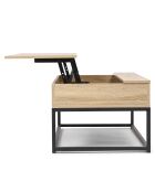 Table basse relevable Memphis bois/noir - 110x55x44.5 cm