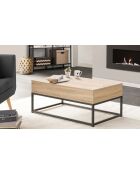 Table basse relevable Memphis bois/noir - 110x55x44.5 cm