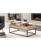 Table basse relevable Memphis bois/noir - 110x55x44.5 cm