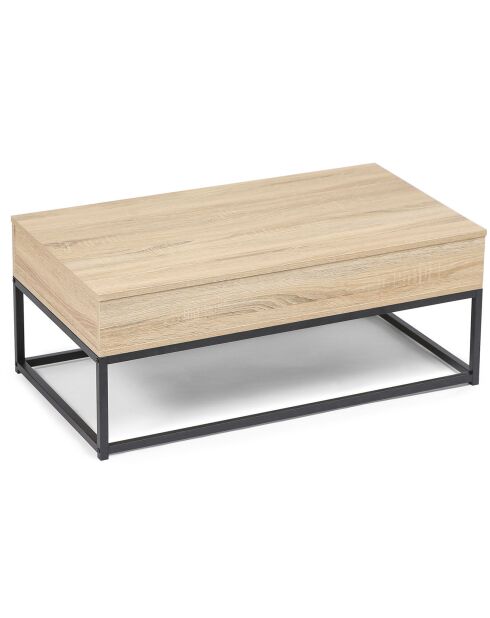 Table basse relevable Memphis bois/noir - 110x55x44.5 cm