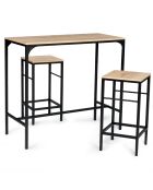 Ensemble Table de bar et 2 Tabourets Memphis bois/noir