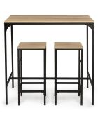 Ensemble Table de bar et 2 Tabourets Memphis bois/noir