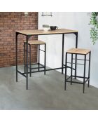 Ensemble Table de bar et 2 Tabourets Memphis bois/noir